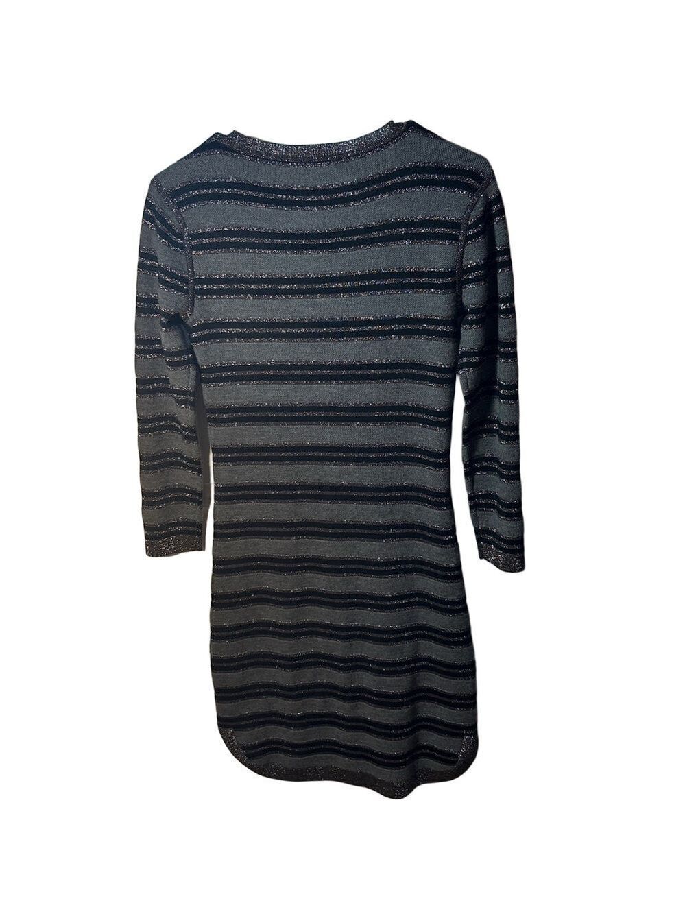 Club Monaco bodycon striped metallic round hem dress size XS stretch wool blend - Picture 6 of 6